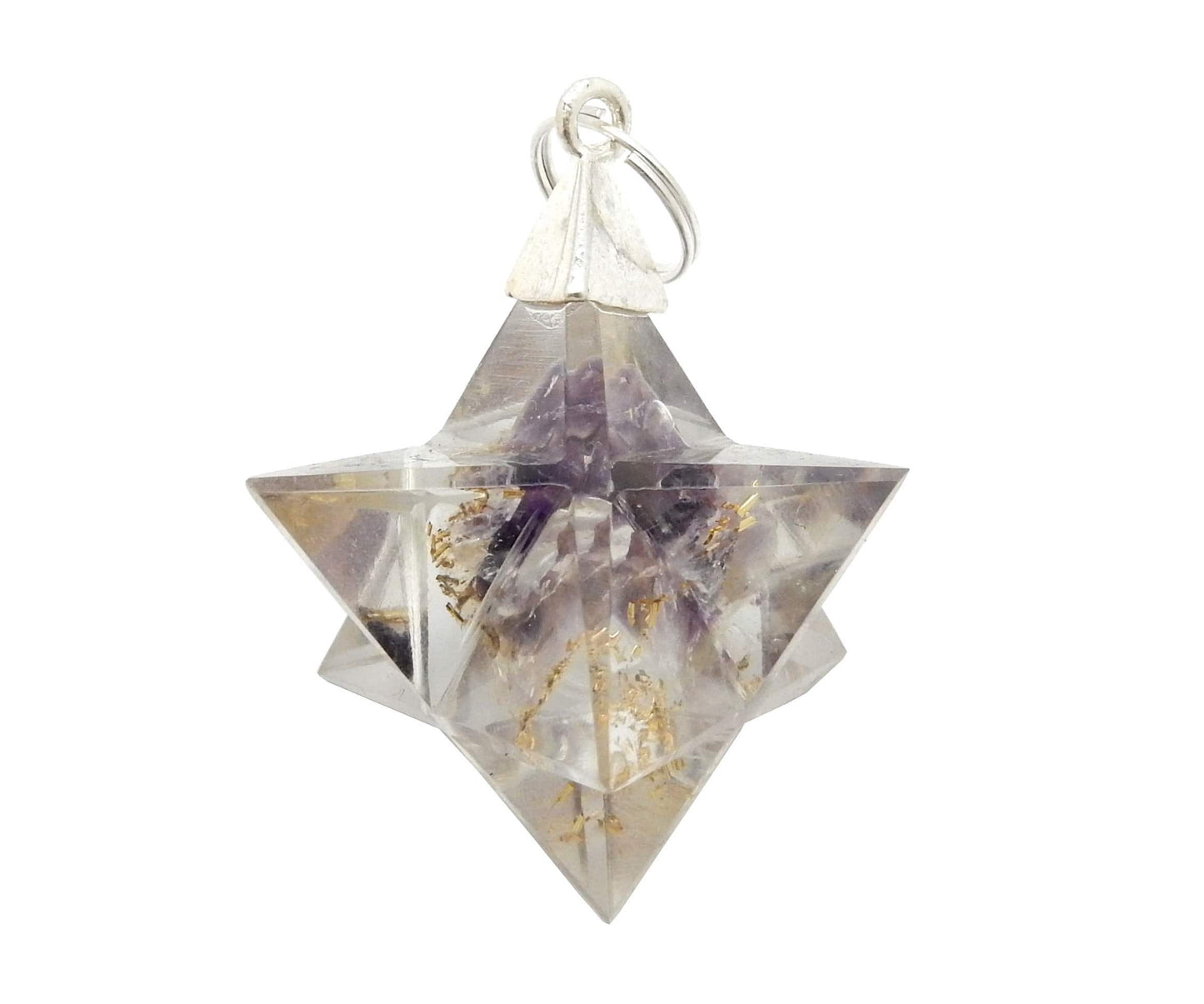 Merkaba - Merkaba Star Orgone Silver Toned Bail Pendant - close up