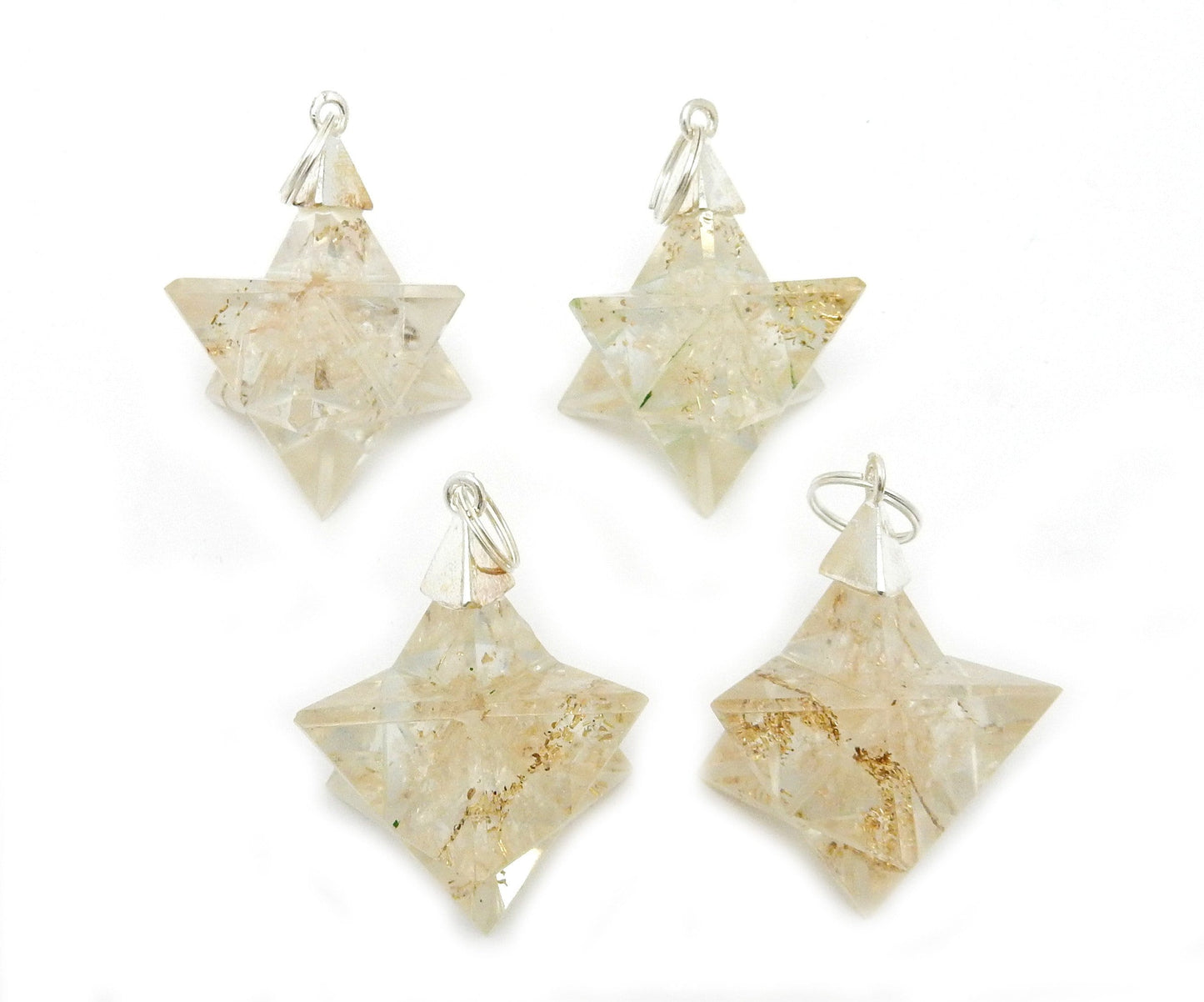 Merkaba - Merkaba Star Orgone Silver Toned Bail Pendant - 4 white ones 
