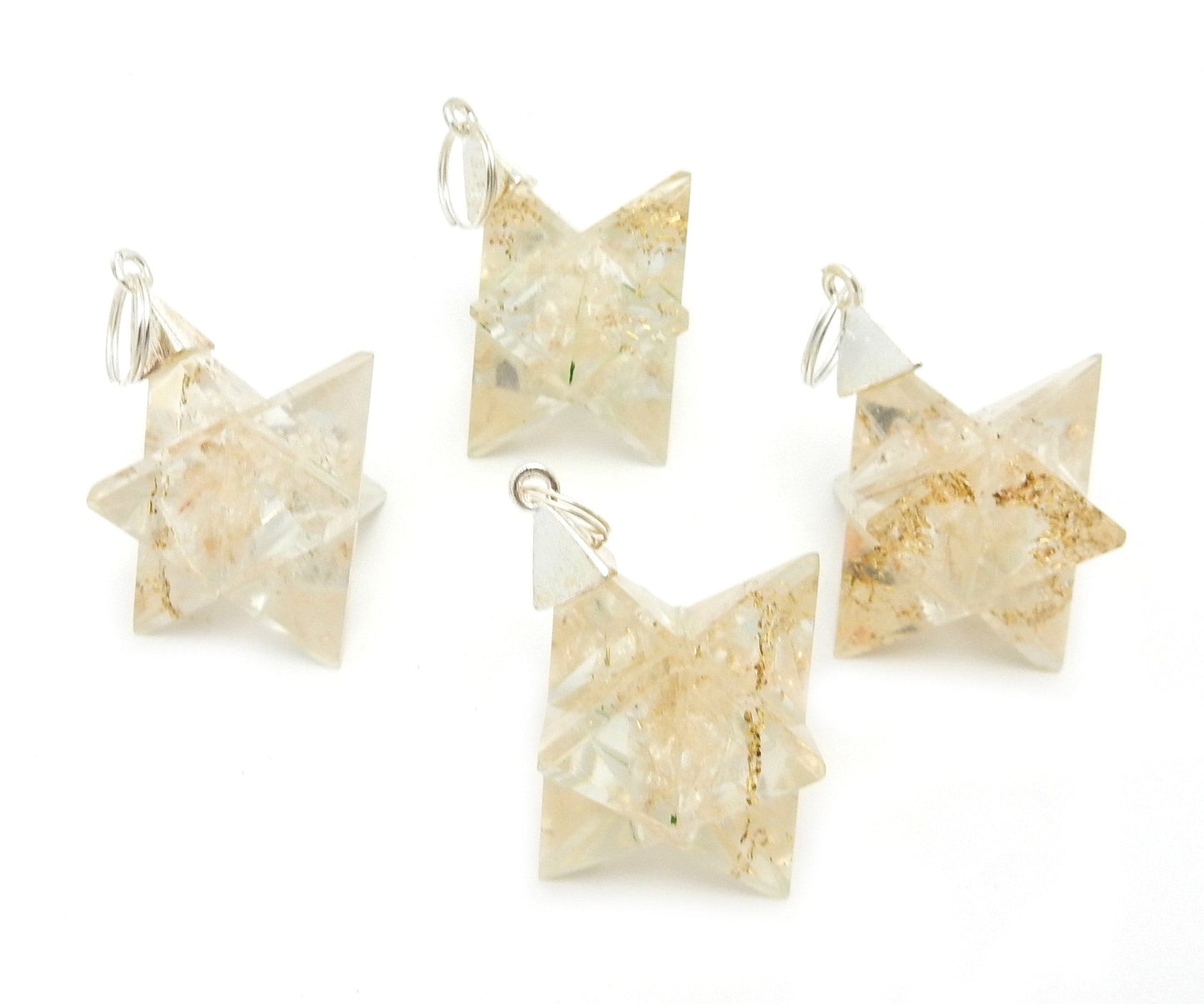 Merkaba - Merkaba Star Orgone Silver Toned Bail Pendant - side view