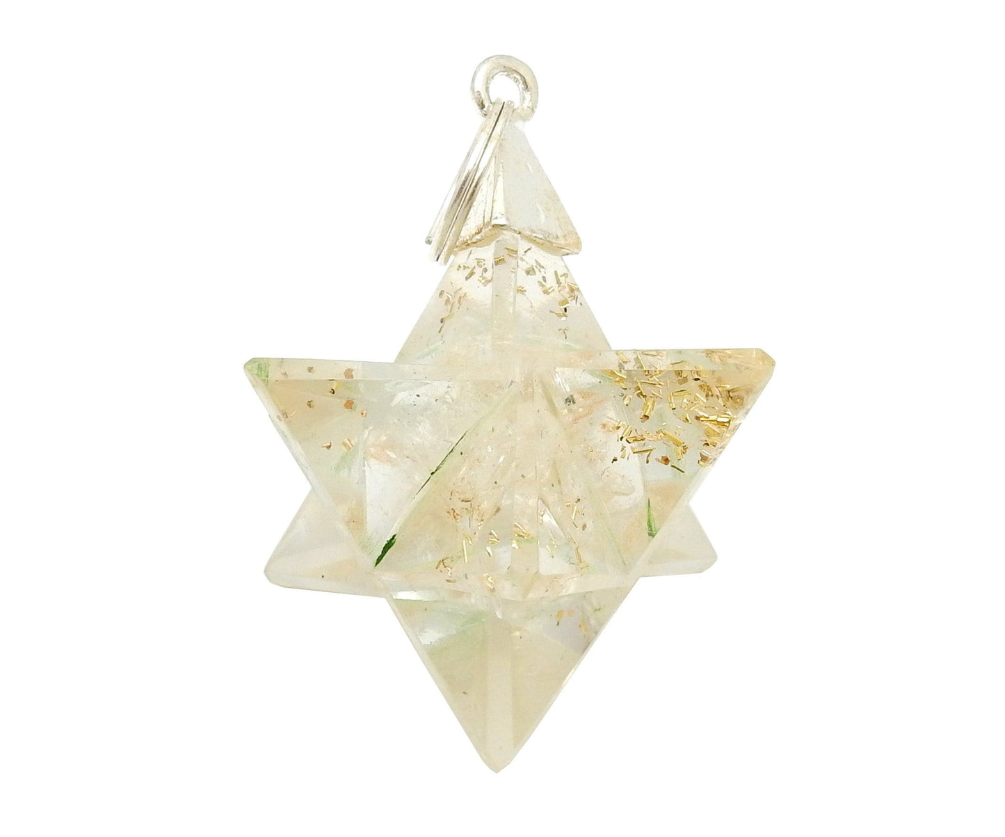 Merkaba - Merkaba Star Orgone Silver Toned Bail Pendant - one close up - white