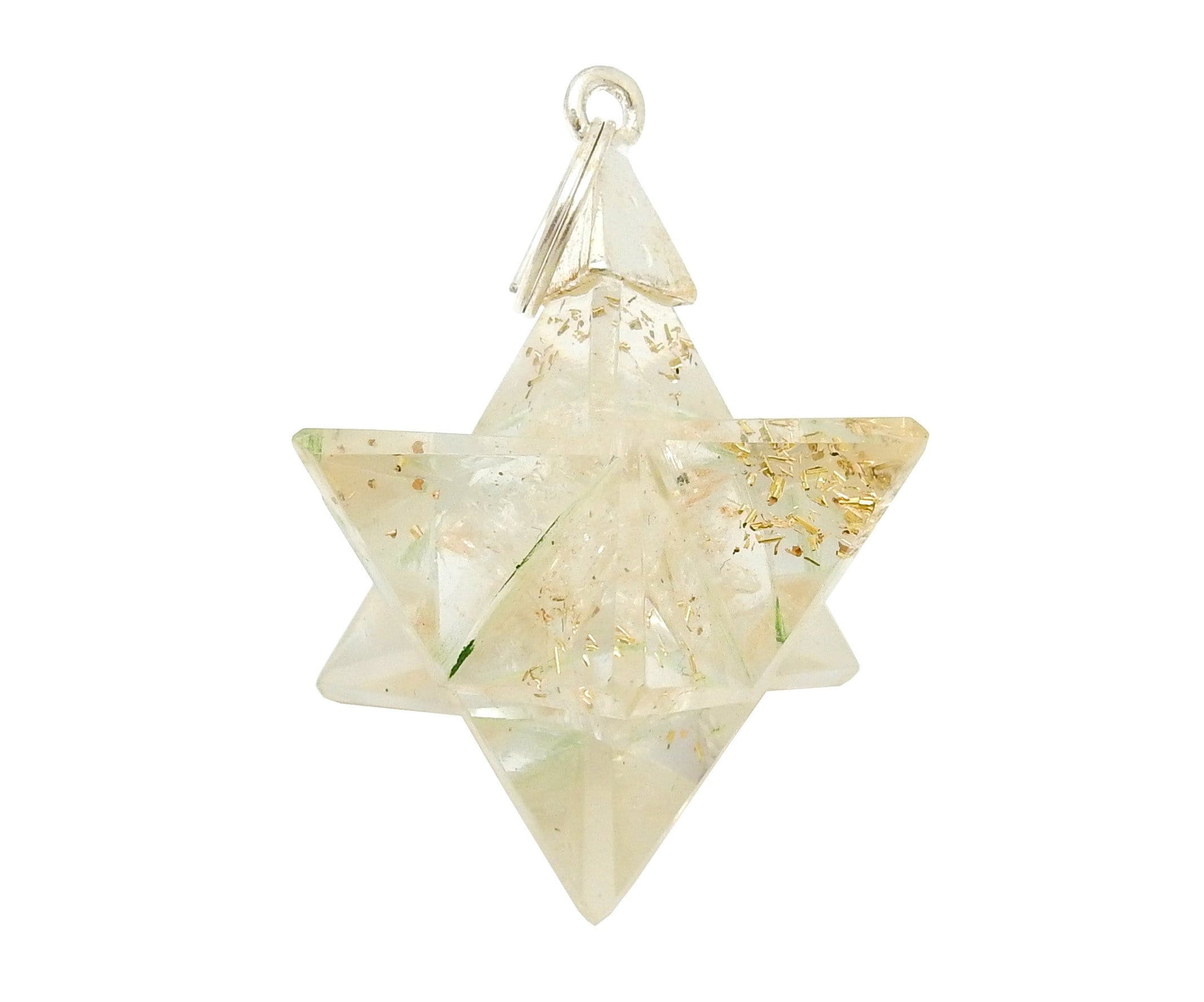 Merkaba - Merkaba Star Orgone Silver Toned Bail Pendant - one close up - white