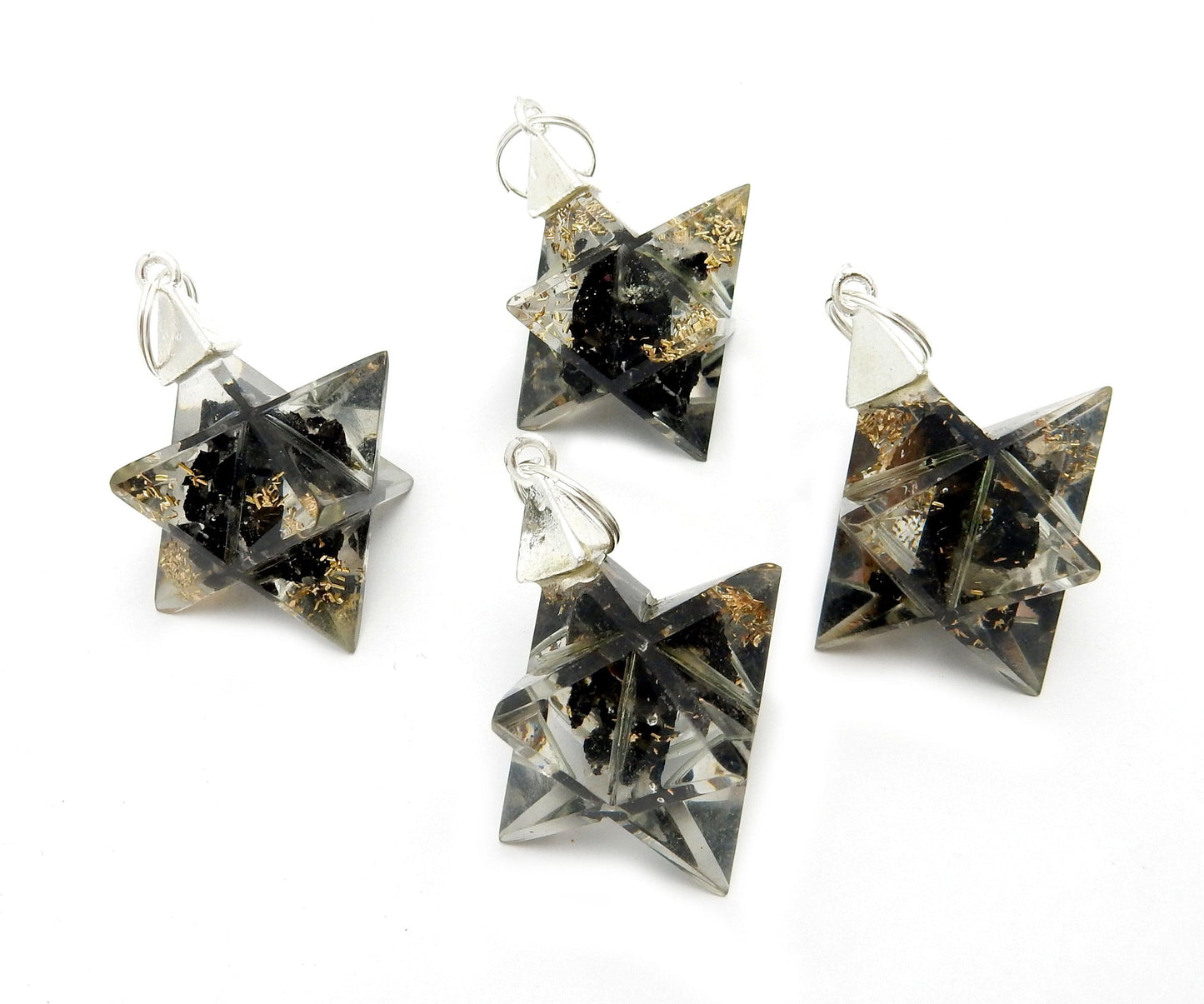 Merkaba - Merkaba Star Orgone Silver Toned Bail Pendant - side view