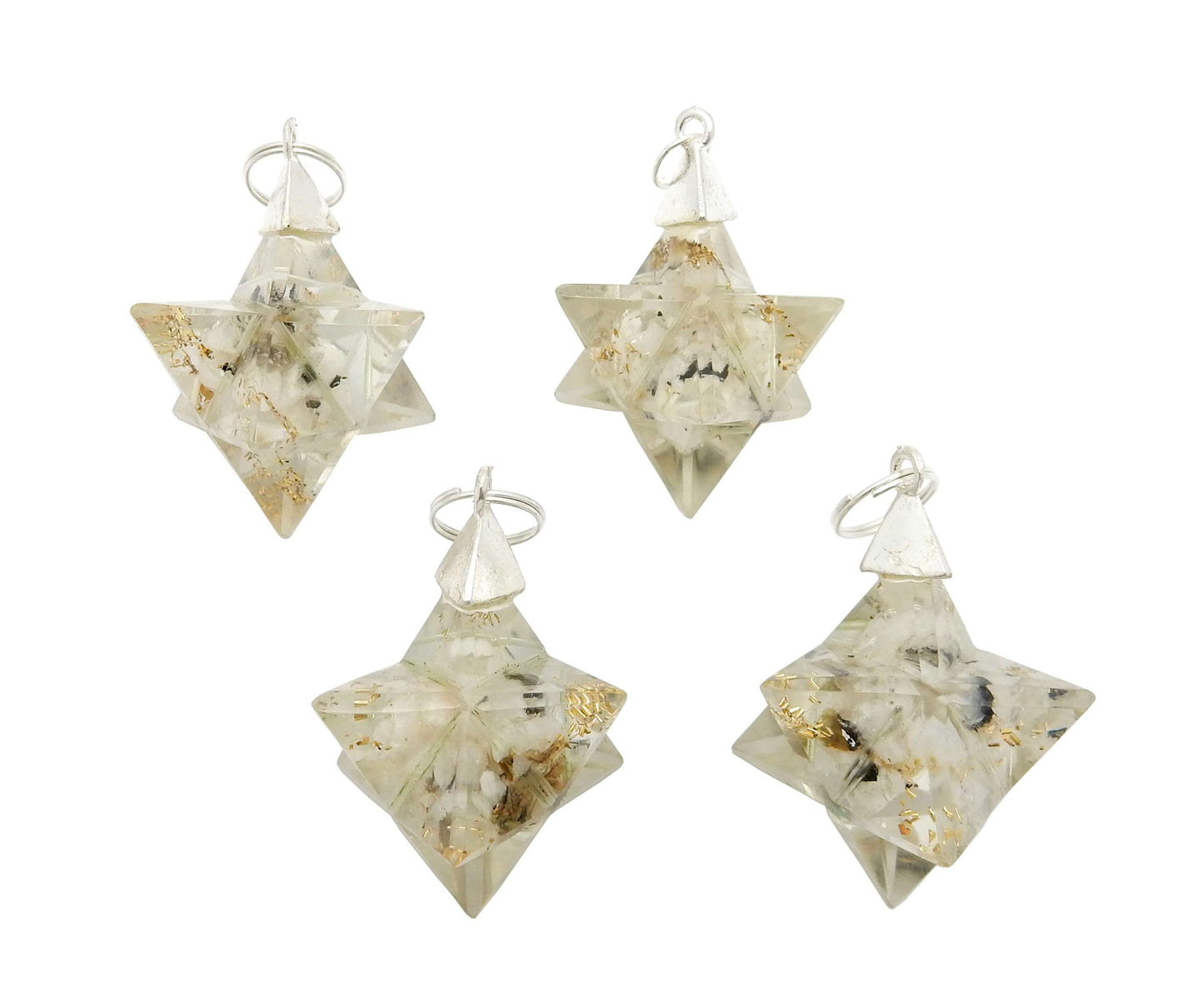 Merkaba - Merkaba Star Orgone Silver Toned Bail Pendant - 4 white ones