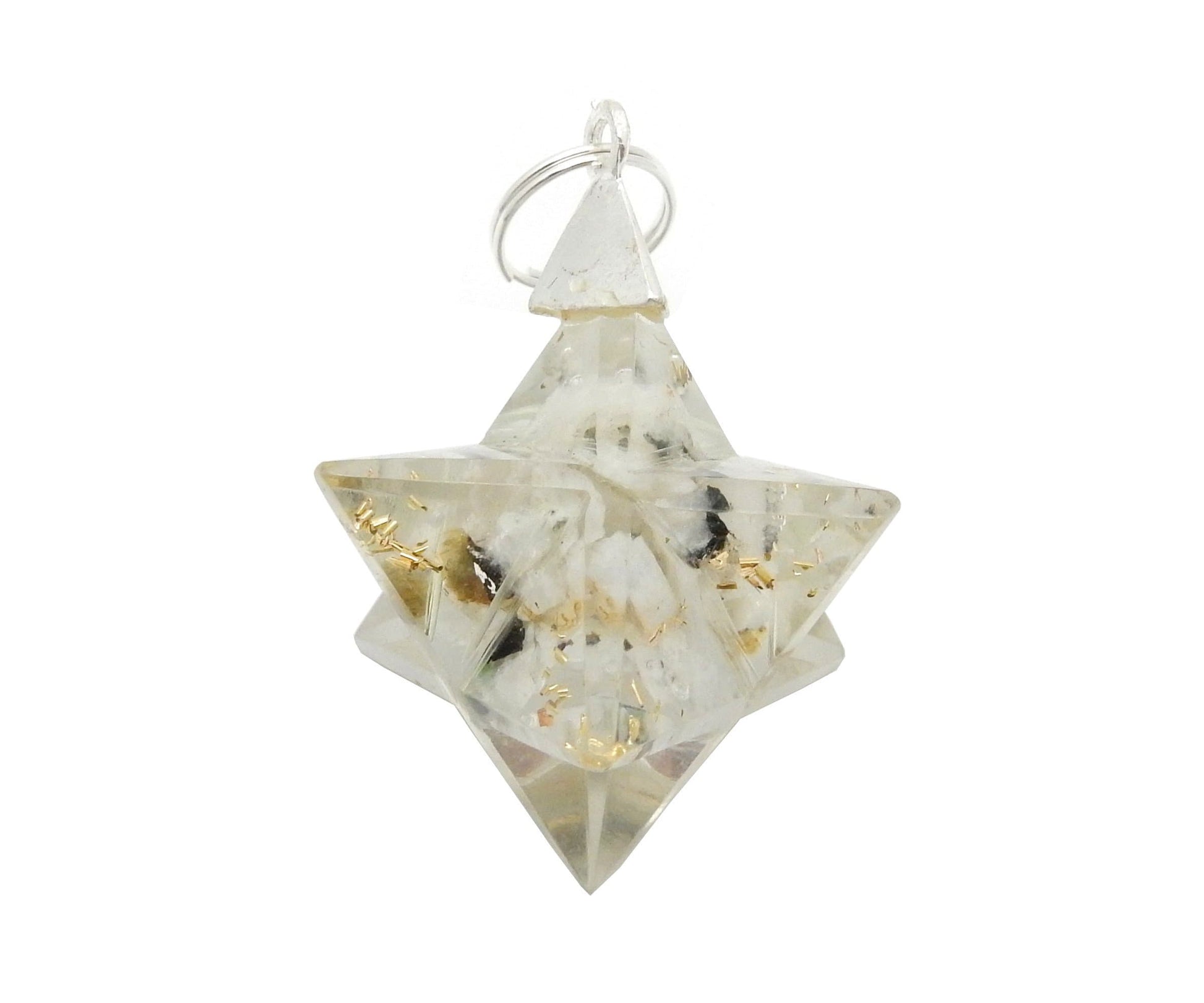 Merkaba - Merkaba Star Orgone Silver Toned Bail Pendant - white one close up