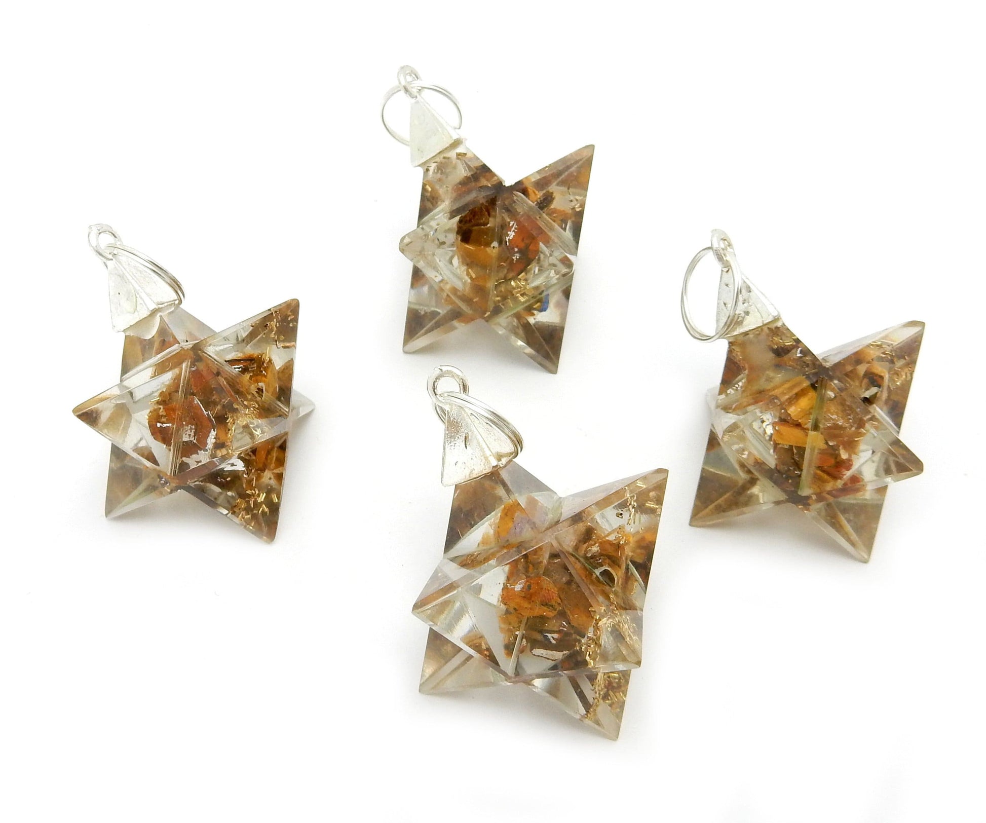Merkaba - Merkaba Star Orgone Silver Toned Bail Pendant - side view