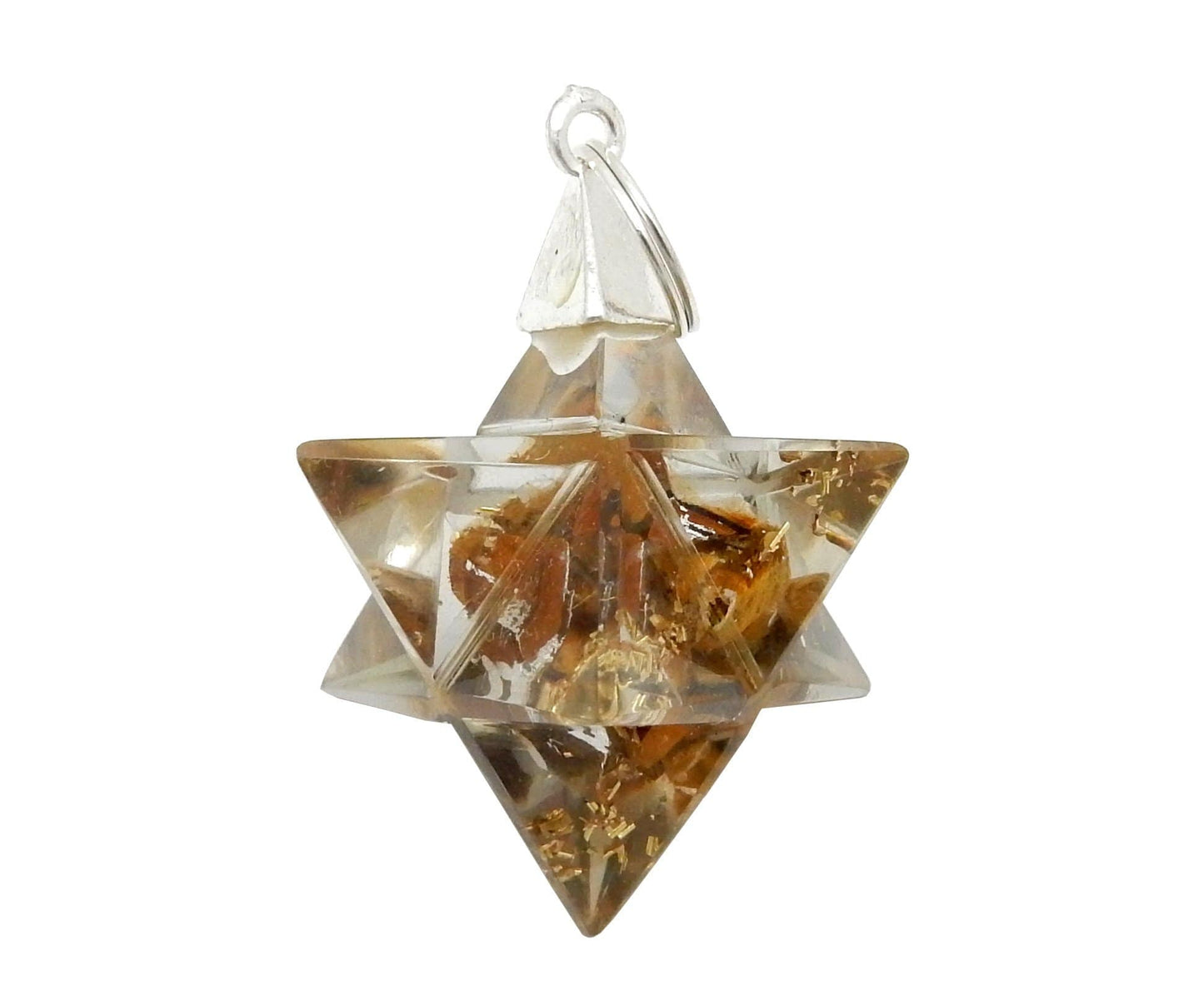 Merkaba - Merkaba Star Orgone Silver Toned Bail Pendant - close up