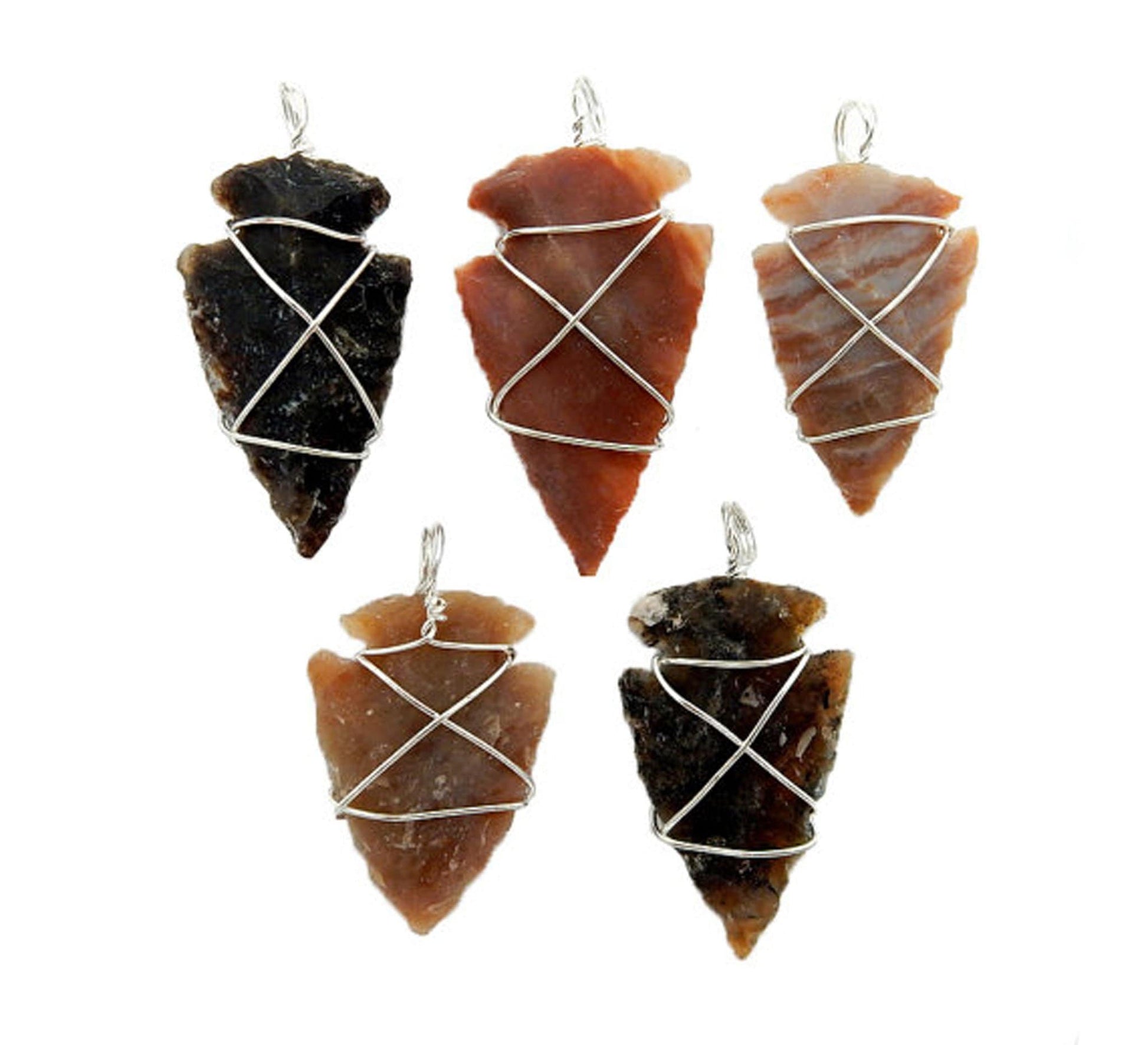 Jasper Arrowhead Pendants in 2 rows