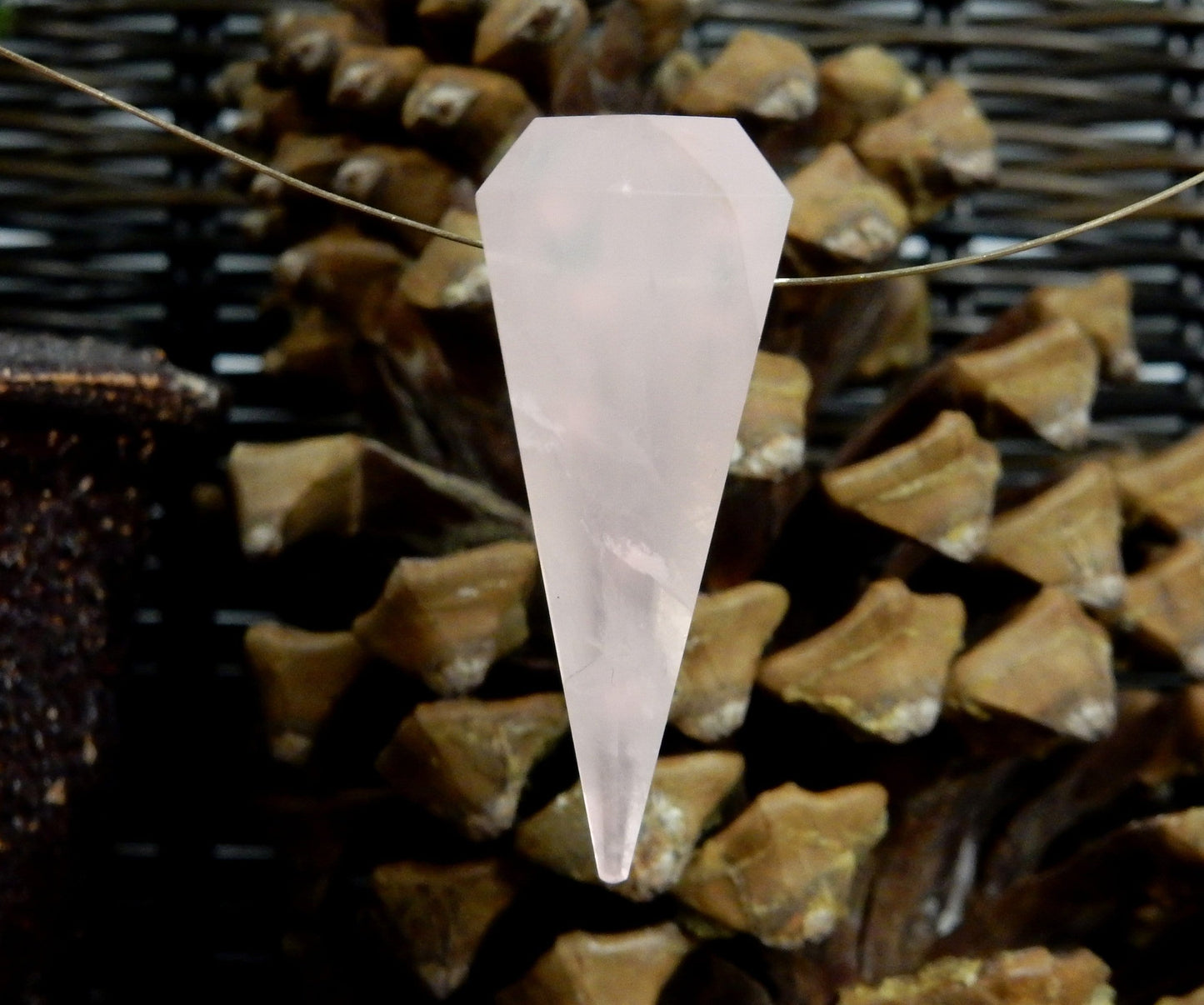 ROse Quartz Pendulum Point Top Side Drilled Bead on chain ( chain not included)