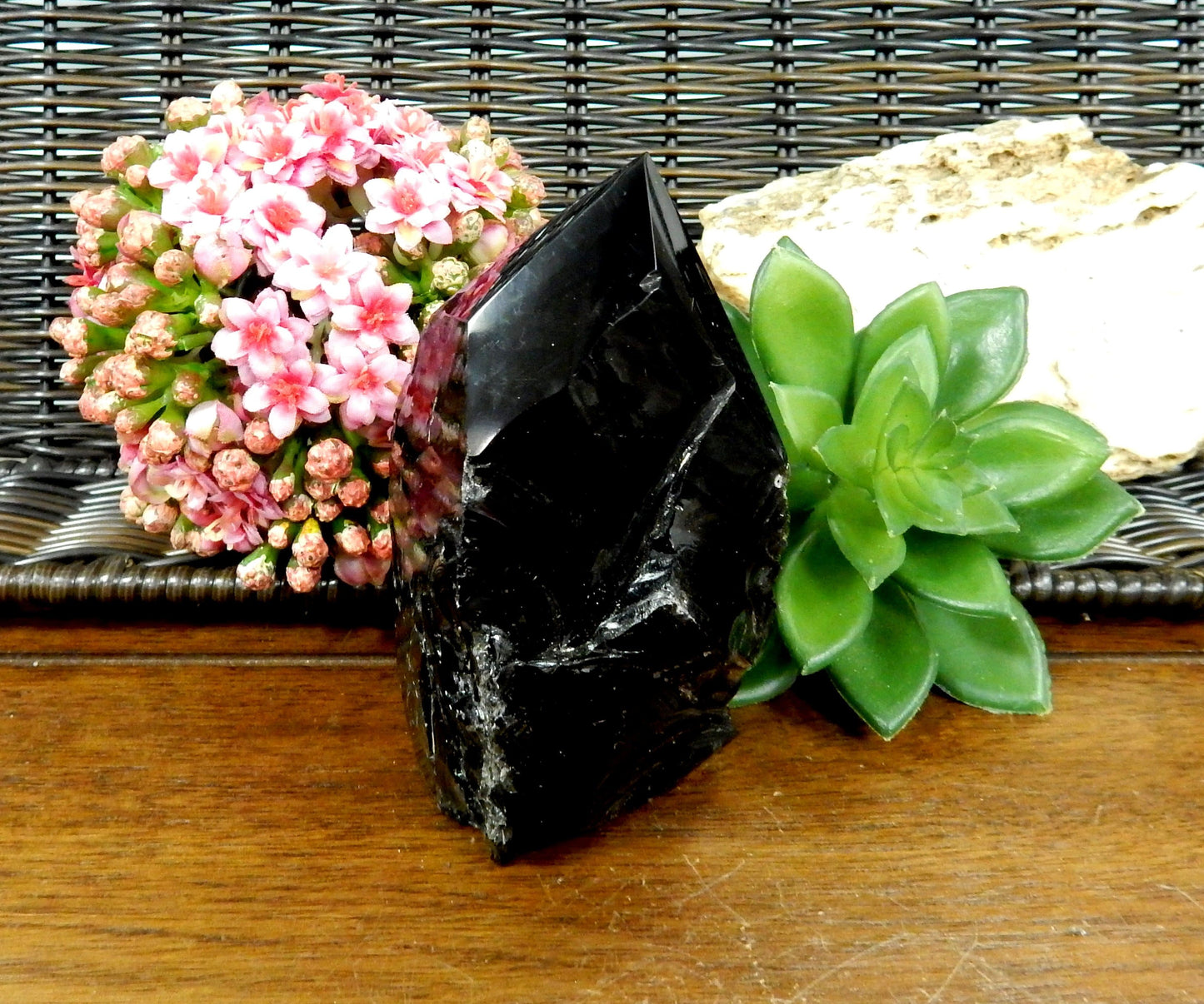 black obsidian polished point set as home decor 