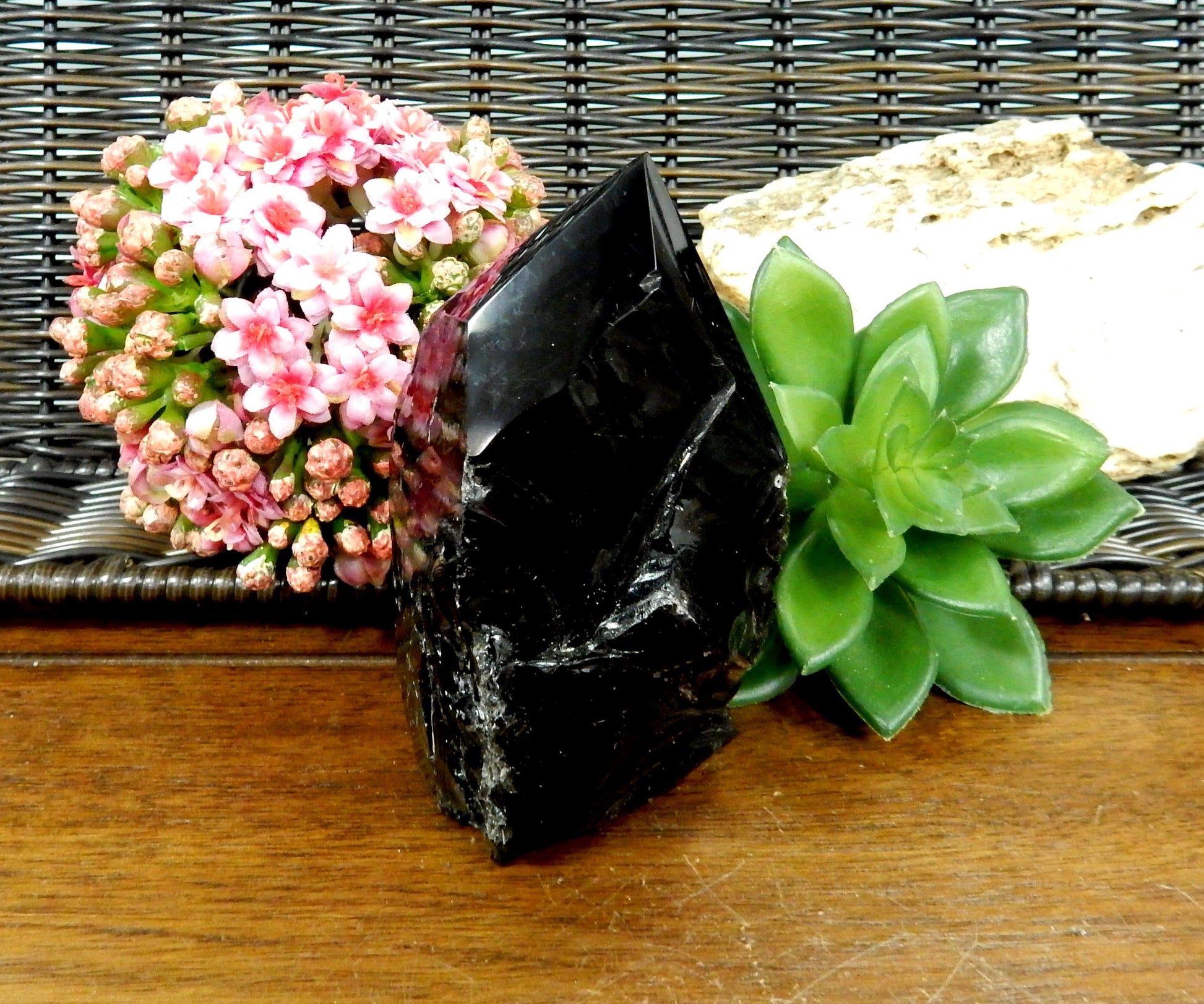 black obsidian polished point set as home decor 