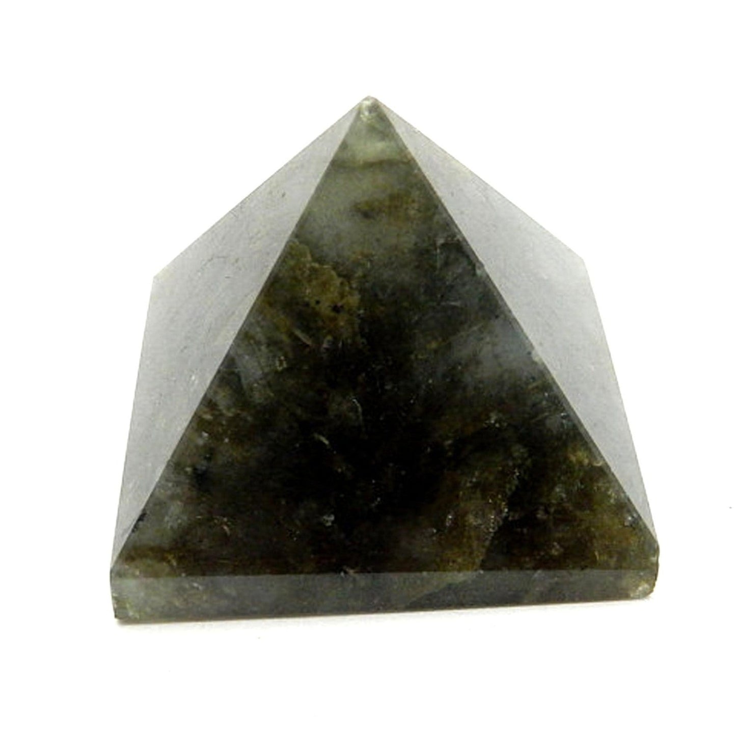 Single Labradorite Pyramid on a white background