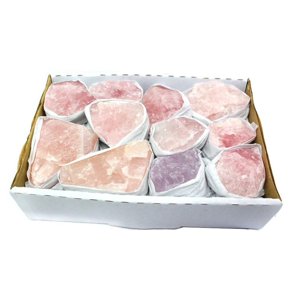 box of Rough Rose Quartz