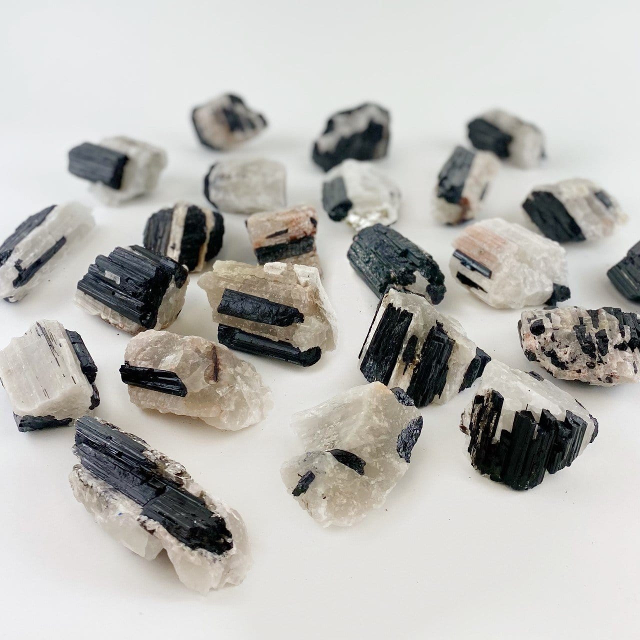 black tourmaline on matrix variations displayed