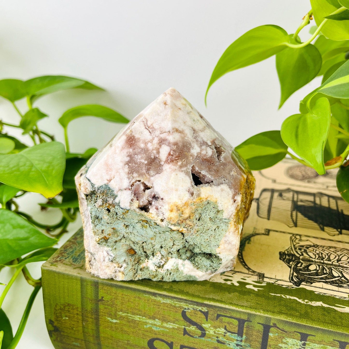 Pink Amethyst Semi-Polished Point front view