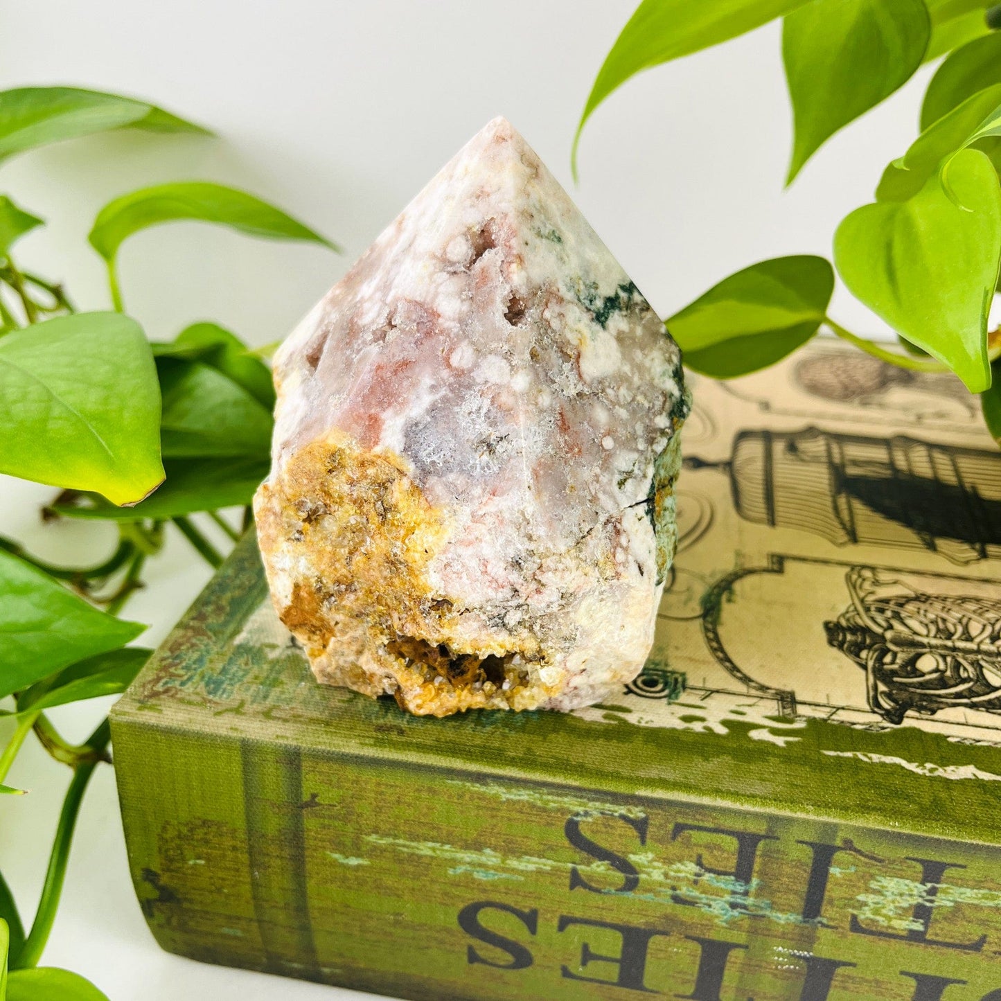 Pink Amethyst Semi-Polished Point side view