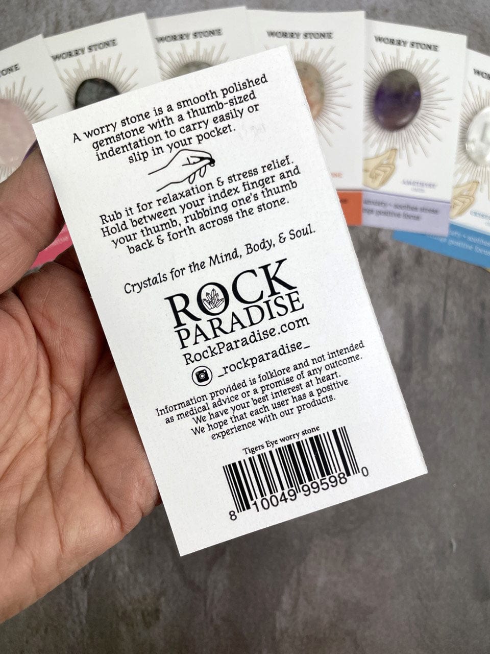 Back of worrystone card