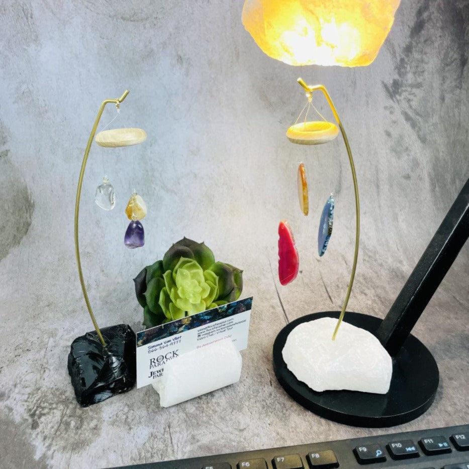 the crsytal eye catchers displayed for decor ideas on a desk