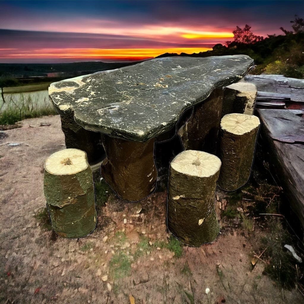 large agate and jasper table in an outdoor ai photo