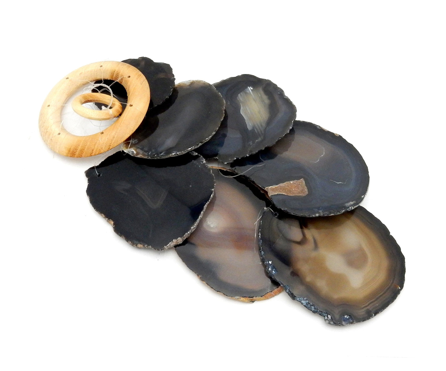 Picture of our black agate windchime, displayed on a white background.