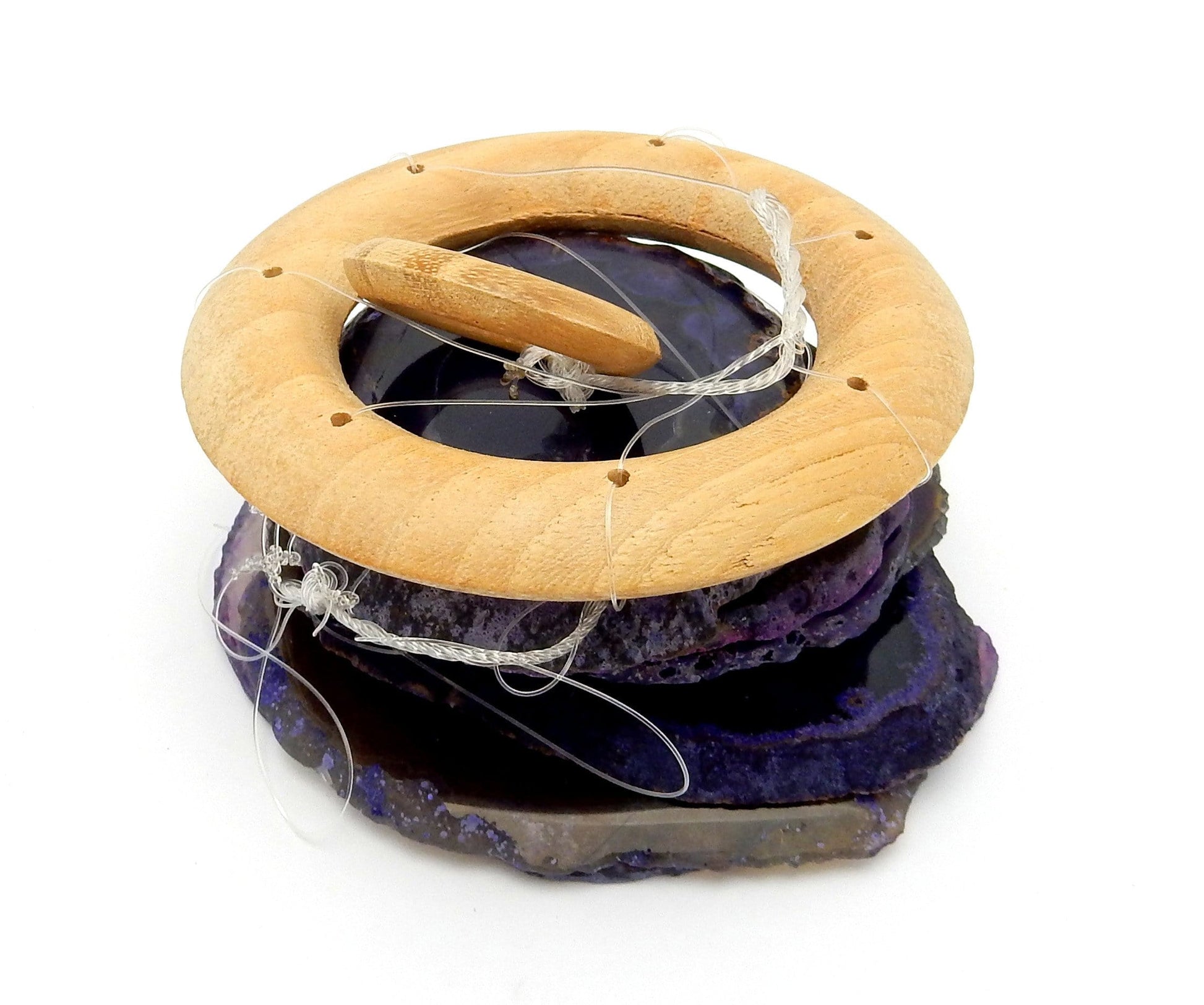 Picture of our purple agate windchime, displayed on a white background.