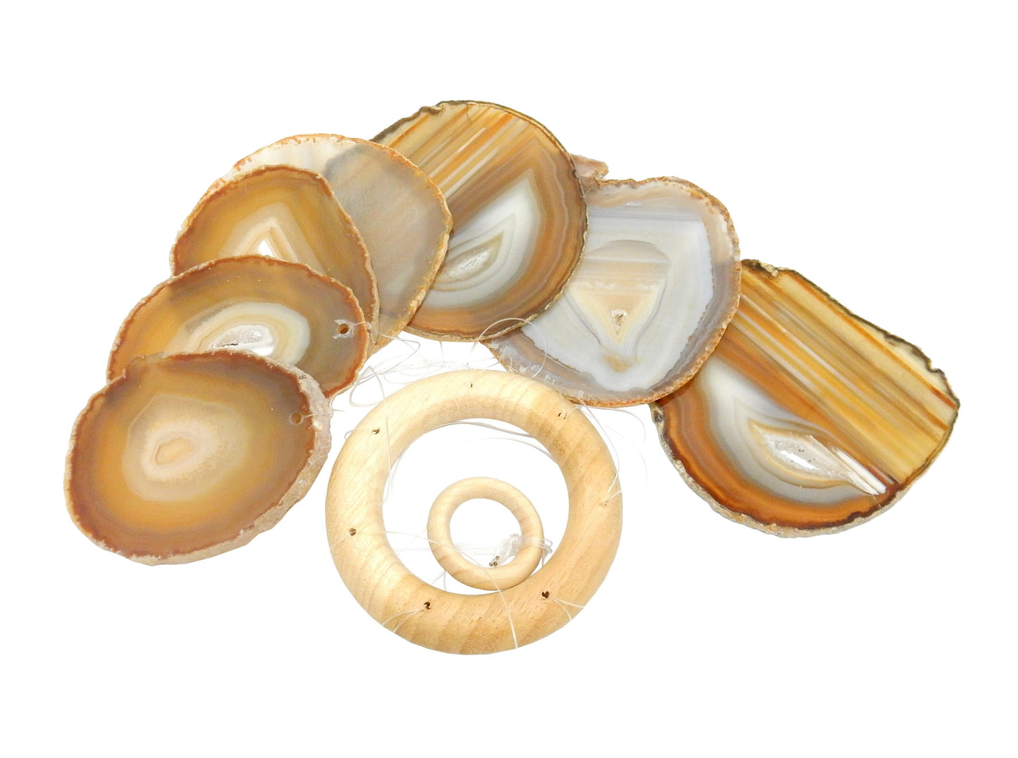 Picture of our natural agate windchime, displayed on a white background.