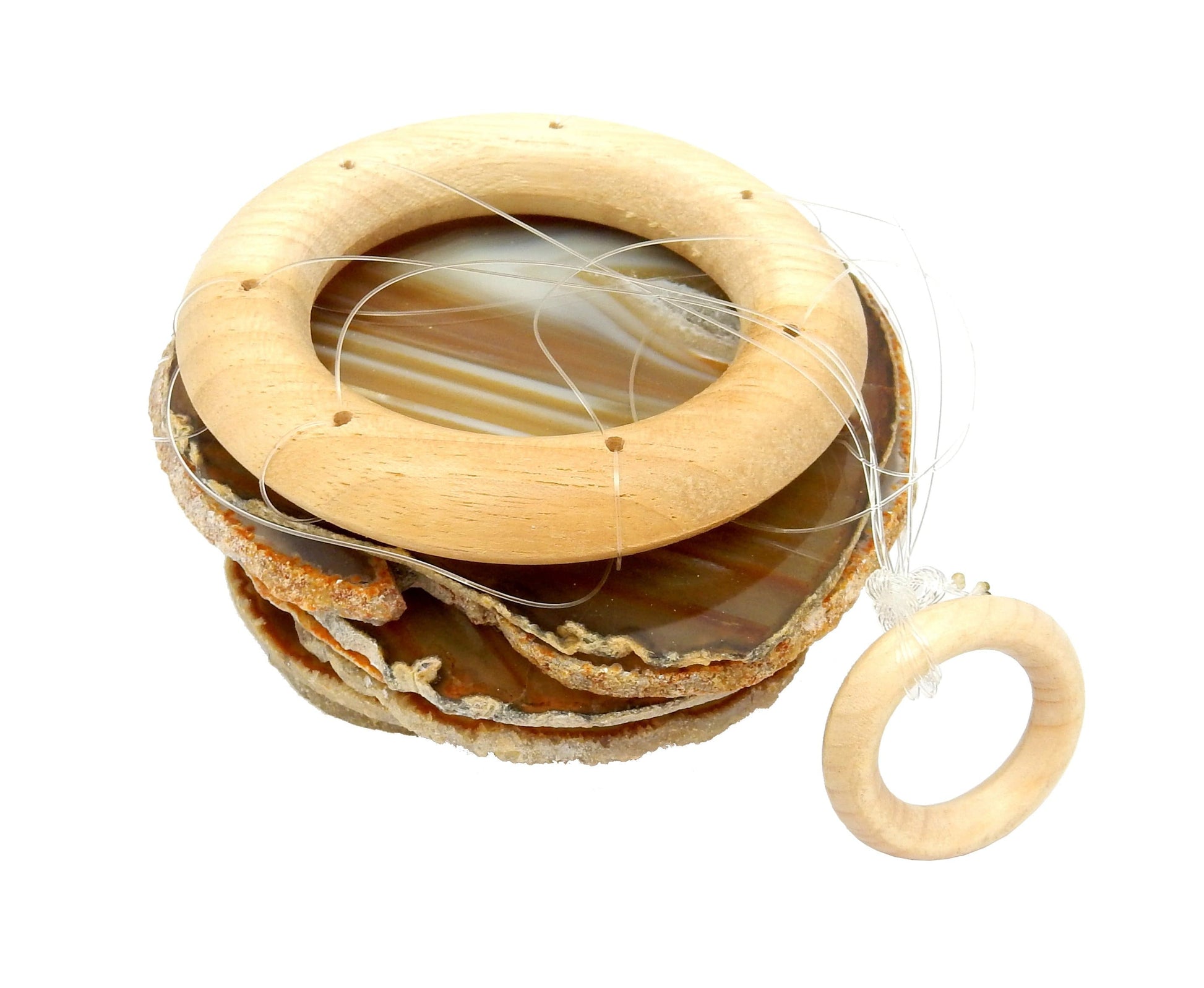 Picture of our natural agate windchime, displayed on a white background.